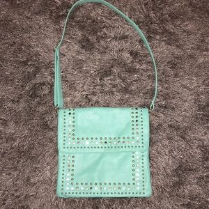 Turquoise studded leather cross body